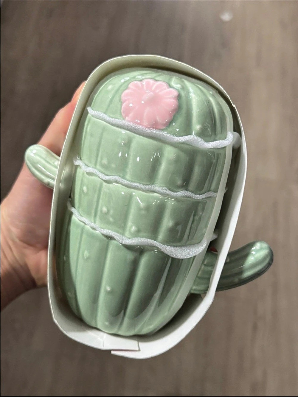 Cactus Storage Container in Green & Pink NWT